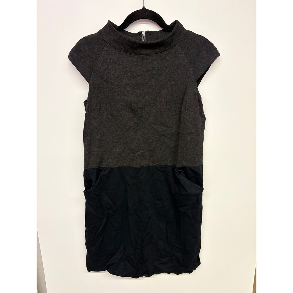 Dark Academia Corpcore Kenneth Cole Dress 8 Grey Black Zip 90sMinimalism Pockets
